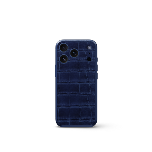 iPhone Case 17 / Magnetic Shield - Croco Embossed - Midnight Blue