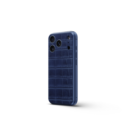 iPhone Case 17 / Magnetic Shield - Croco Embossed - Midnight Blue