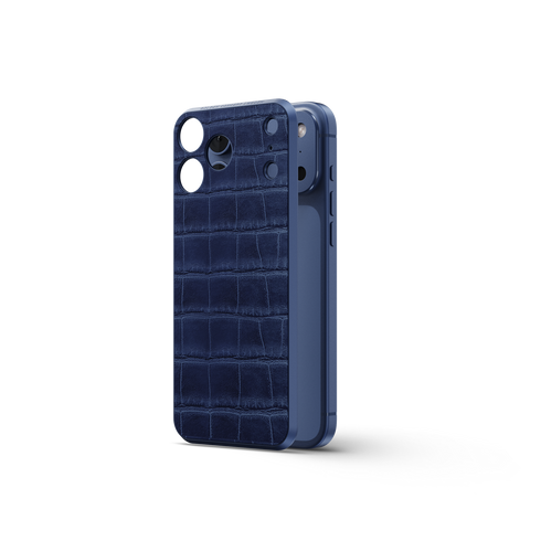 iPhone Case 17 / Magnetic Shield - Croco Embossed - Midnight Blue